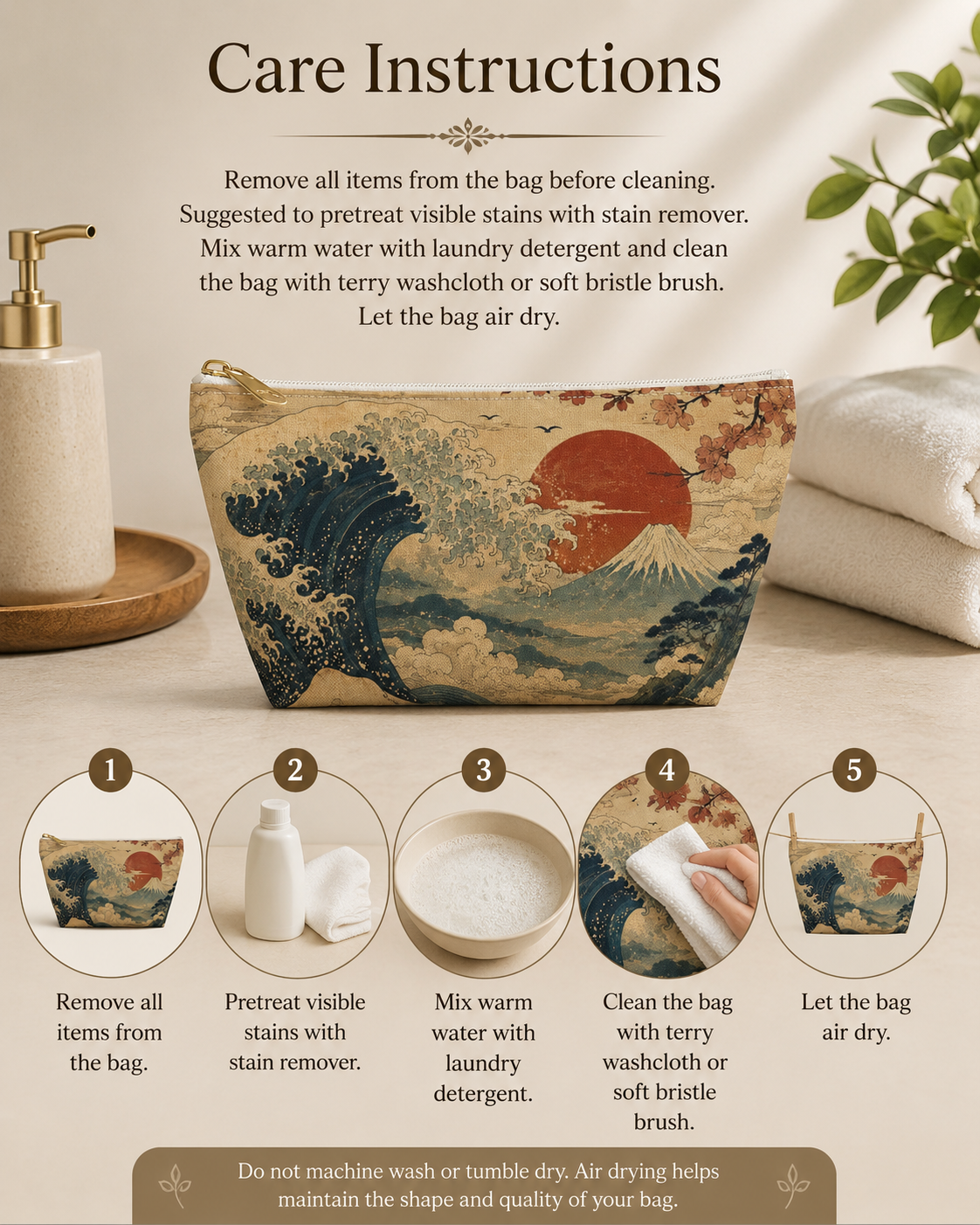 Vintage Japanese Wave Make Up Accessory Bag
