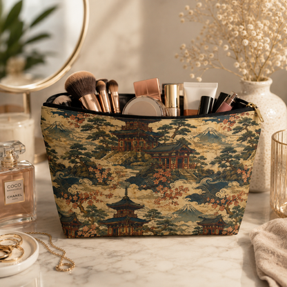 Vintage Japanese Temples Make Up Accessory Bag