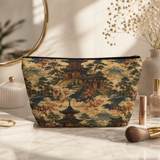 Vintage Japanese Temples Make Up Accessory Bag