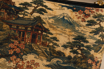 Vintage Japanese Temples Make Up Accessory Bag