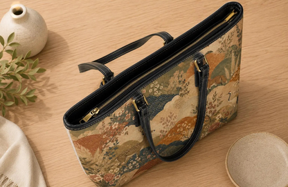 Vintage Japanese Painting Leather Shoulder Bag