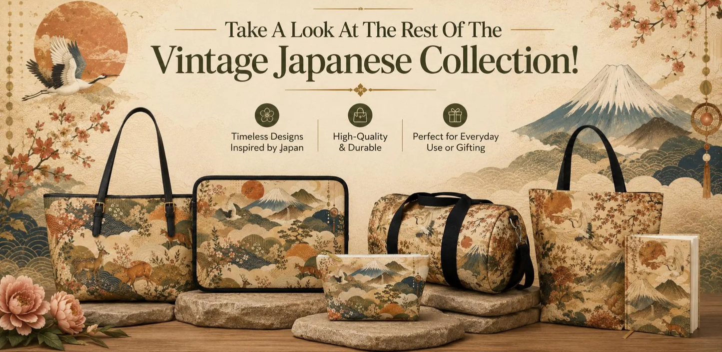 Vintage Japanese Painting Leather Shoulder Bag