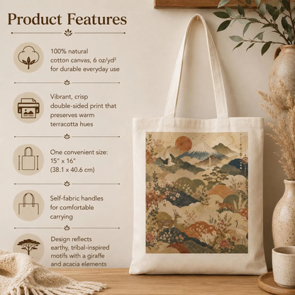 100% Natural Cotton Vintage Japanese Painting Tote Bag