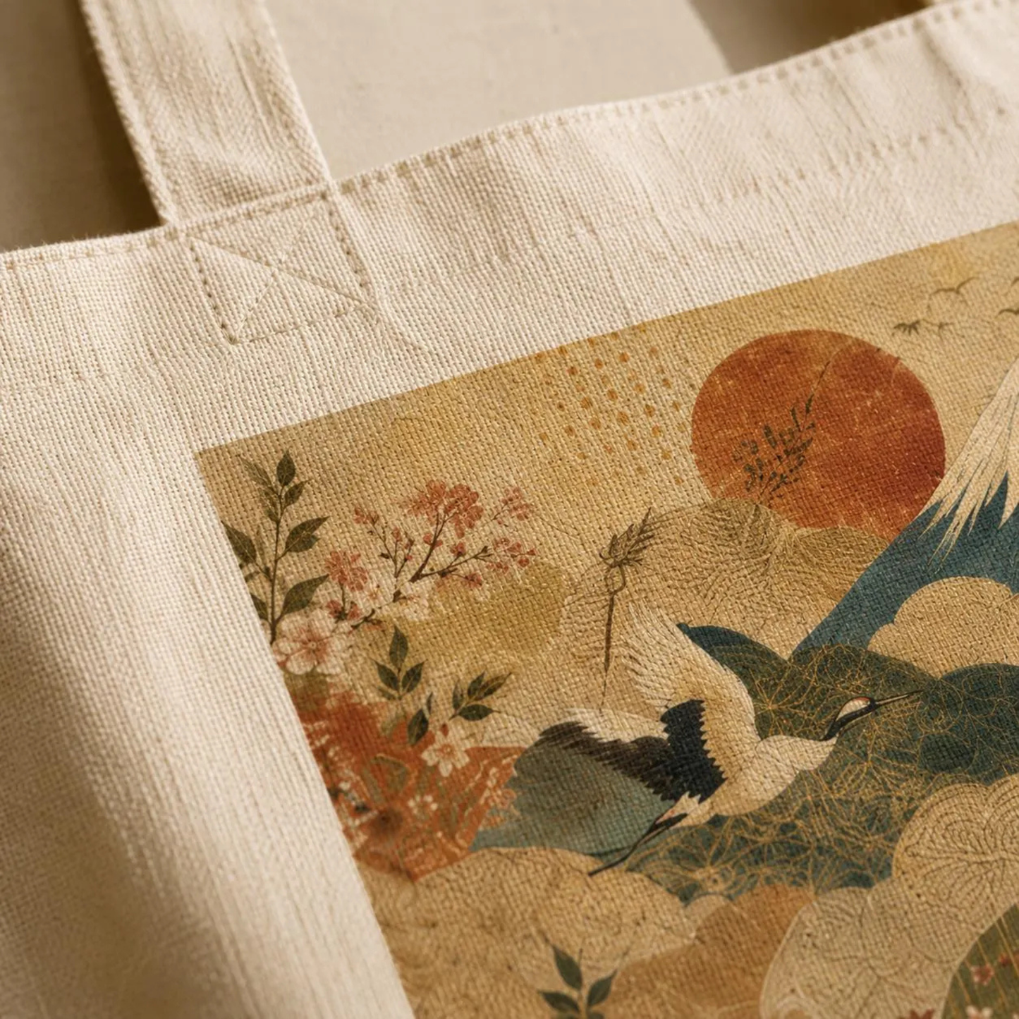 100% Natural Cotton Vintage Japanese Painting Tote Bag