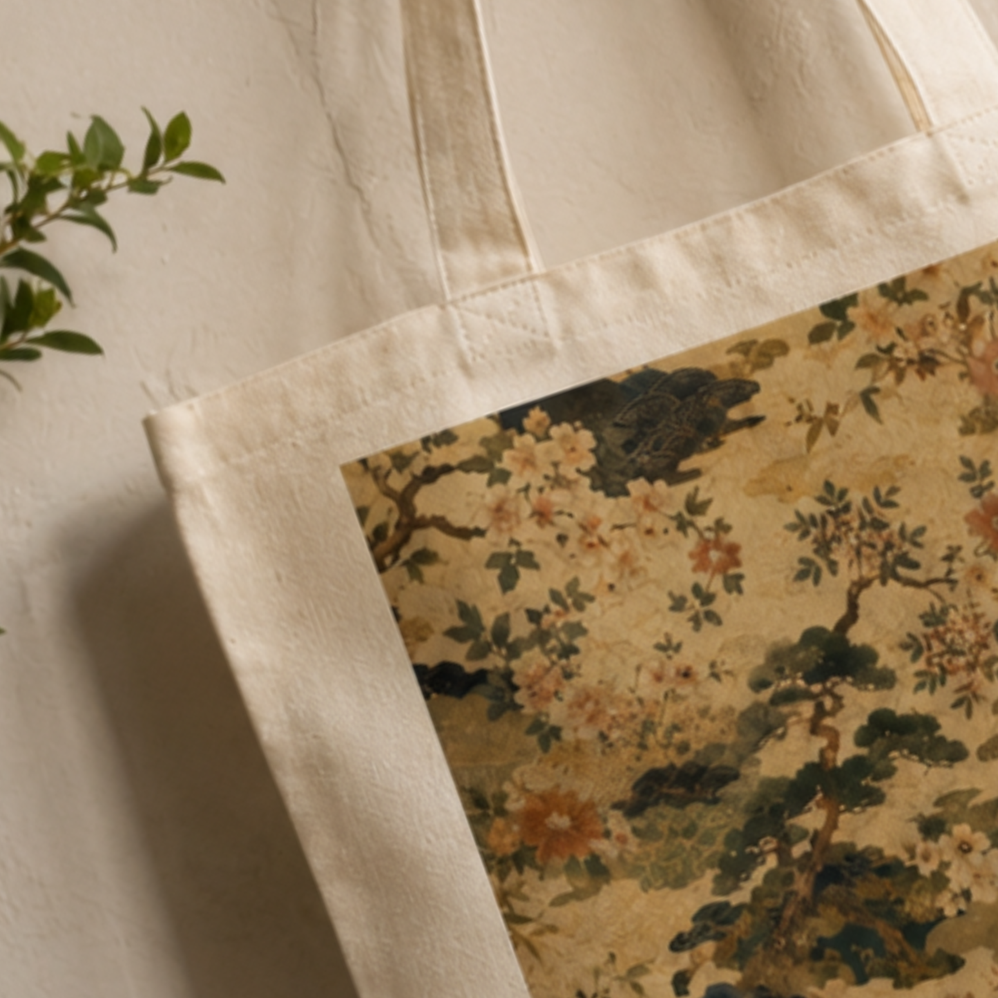100% Natural Cotton Vintage Japanese Floral Tote Bag