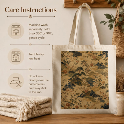 100% Natural Cotton Vintage Japanese Floral Tote Bag