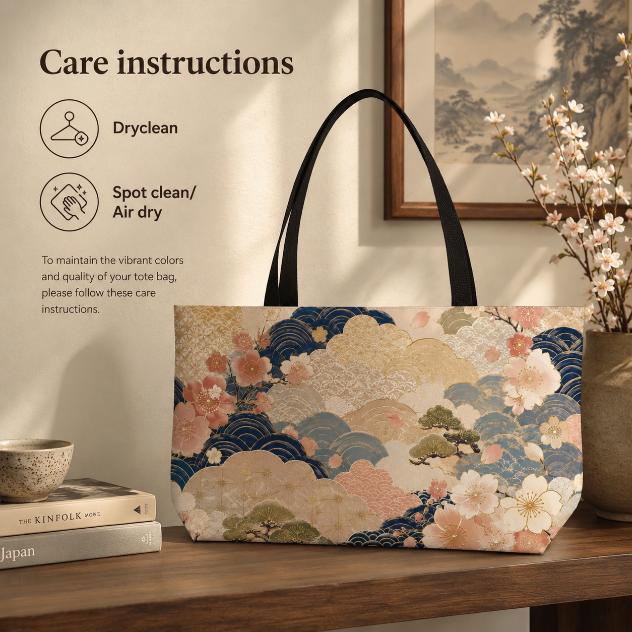 Vintage Japanese Wave & Clouds Weekender Tote Bag