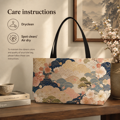 Vintage Japanese Wave & Clouds Weekender Tote Bag