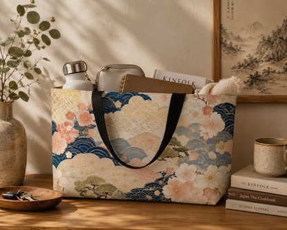 Vintage Japanese Wave & Clouds Weekender Tote Bag