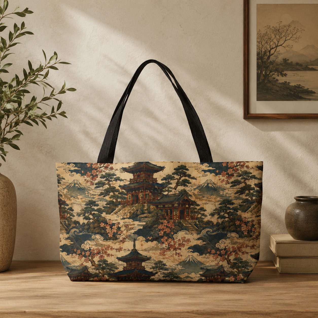 Vintage Japanese Temple Weekender Tote Bag