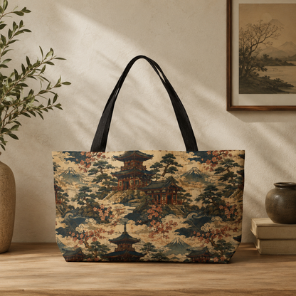 Vintage Japanese Temple Weekender Tote Bag