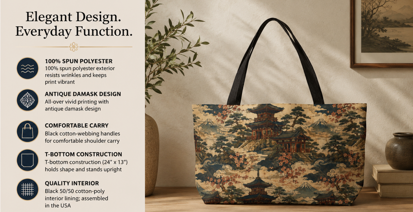 Vintage Japanese Temple Weekender Tote Bag
