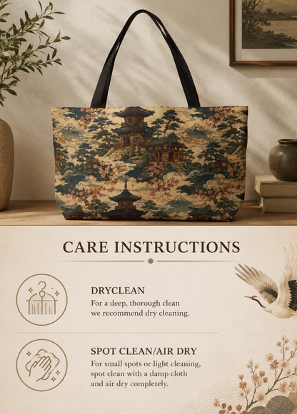 Vintage Japanese Temple Weekender Tote Bag