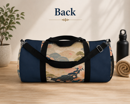 Vintage Japanese Navy Blue Wave & Clouds Duffel Bag