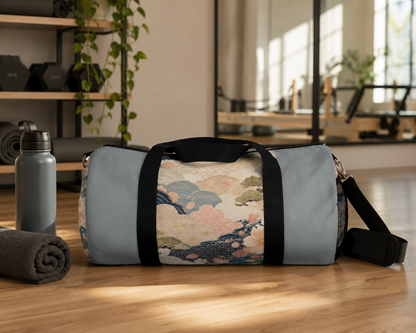 Vintage Japanese Cloudy Blue Wave & Clouds Duffel Bag