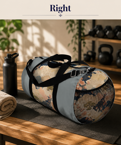Vintage Japanese Cloudy Blue Wave & Clouds Duffel Bag