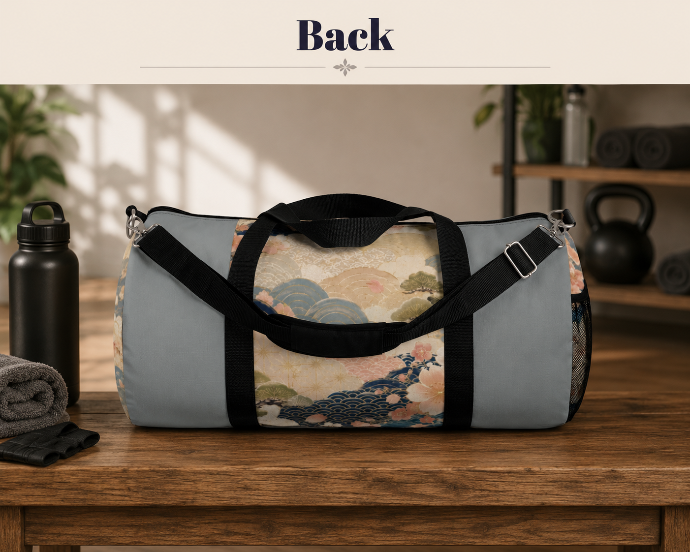 Vintage Japanese Cloudy Blue Wave & Clouds Duffel Bag