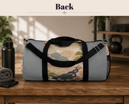 Vintage Japanese Cloudy Blue Wave & Clouds Duffel Bag