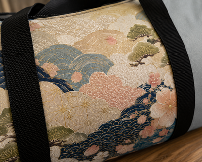 Vintage Japanese Cloudy Blue Wave & Clouds Duffel Bag