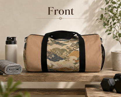Vintage Japanese Sandy Orange Animal Landscape Duffel Gym Bag