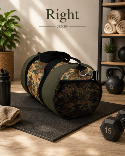Vintage Japanese Military Green Temple Painting Duffel Gym Bag