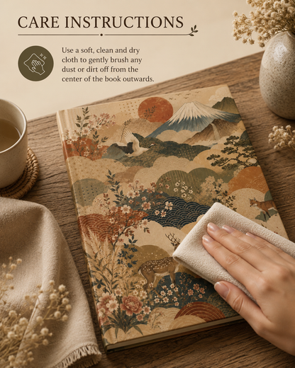 Vintage Japanese Animal Landscape Painting Hardcover Journal