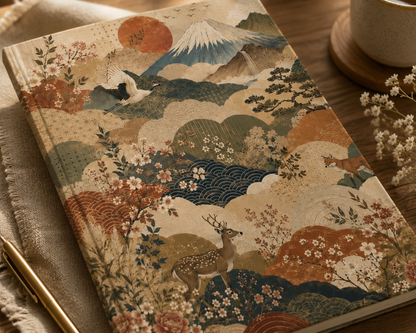 Vintage Japanese Animal Landscape Painting Hardcover Journal