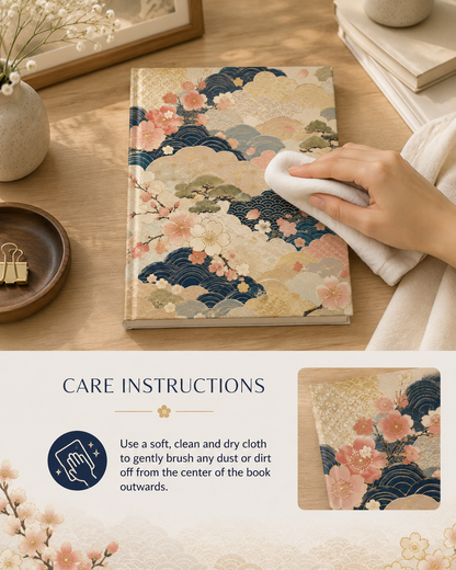 Vintage Japanese Wave & Clouds Painting Hardcover Journal