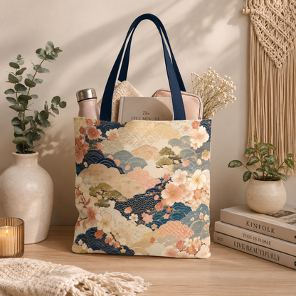 Vintage Japanese Waves & Clouds Painting Full Art Tote Bag