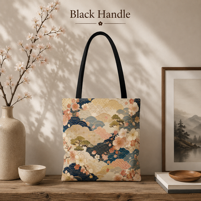 Vintage Japanese Waves & Clouds Painting Full Art Tote Bag