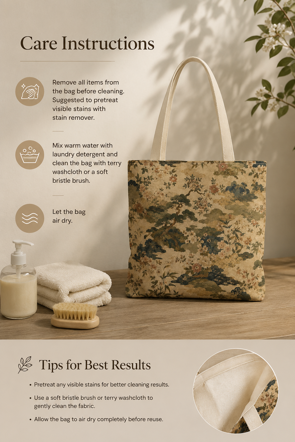 Vintage Japanese Floral Painting Full Art Tote Bag