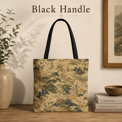 Vintage Japanese Floral Painting Full Art Tote Bag