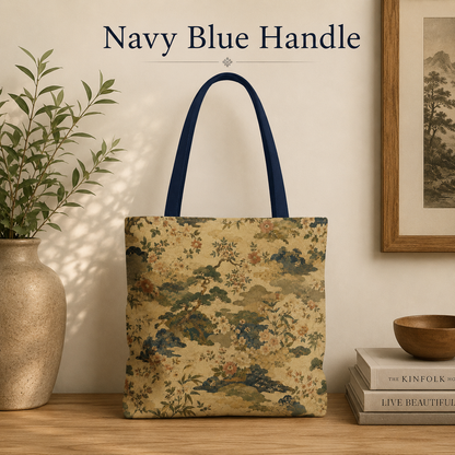 Vintage Japanese Floral Painting Full Art Tote Bag