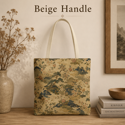 Vintage Japanese Floral Painting Full Art Tote Bag