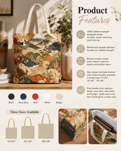 Vintage Japanese Animal Landscape Painting Full Art Tote Bag