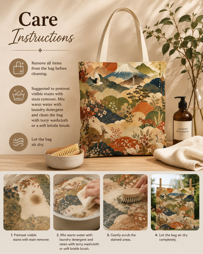 Vintage Japanese Animal Landscape Painting Full Art Tote Bag
