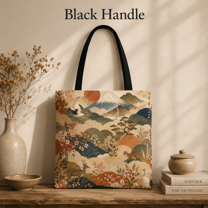 Vintage Japanese Animal Landscape Painting Full Art Tote Bag