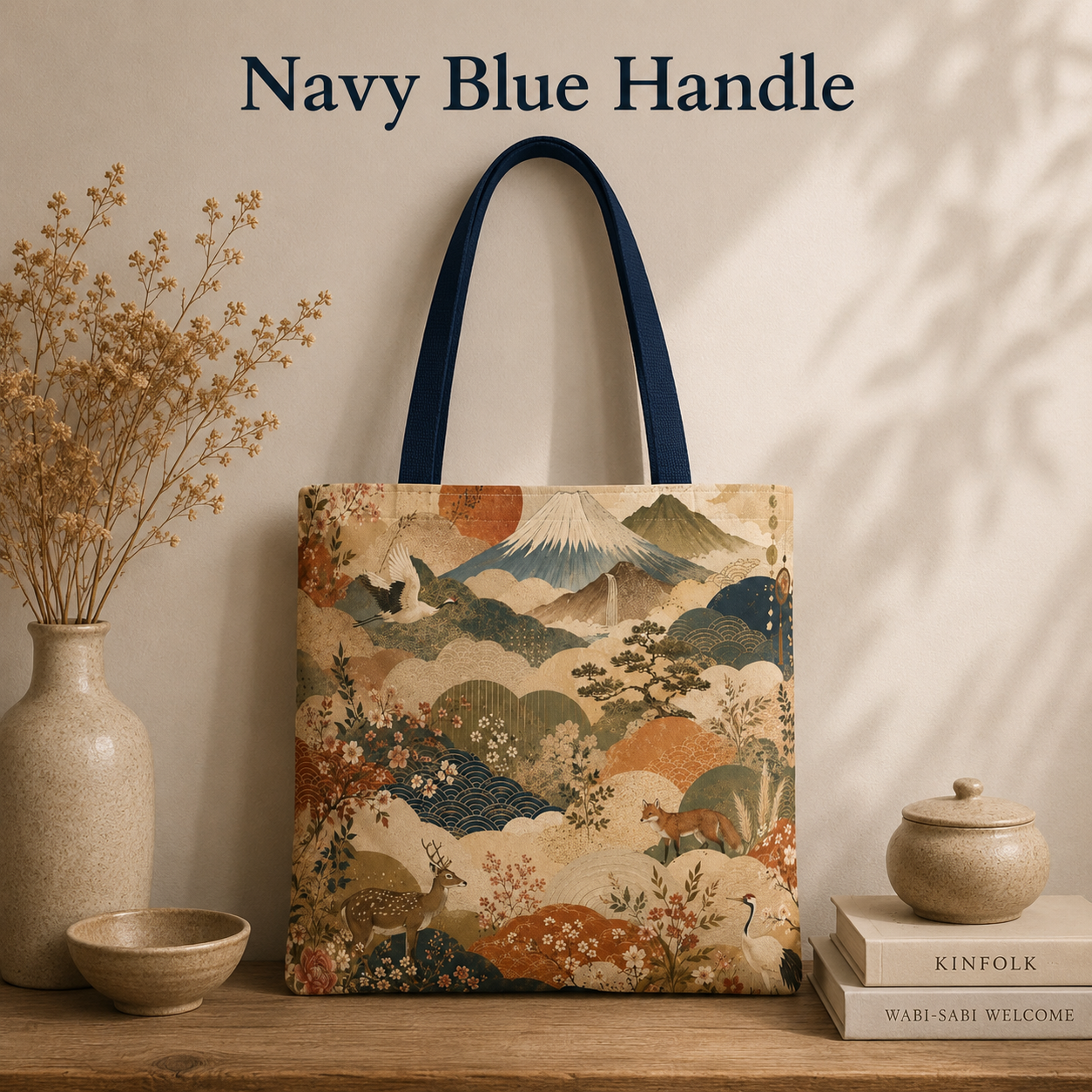 Vintage Japanese Animal Landscape Painting Full Art Tote Bag