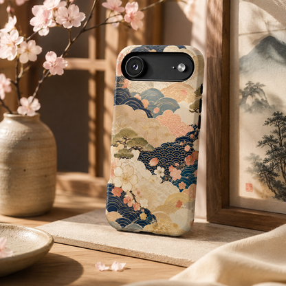 Vintage Japanese Floral Wave Magnetic Impact-Resistant iPhone Cases