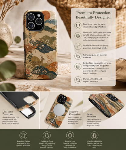 Vintage Japanese Animal Landscape Magnetic Impact-Resistant iPhone Cases