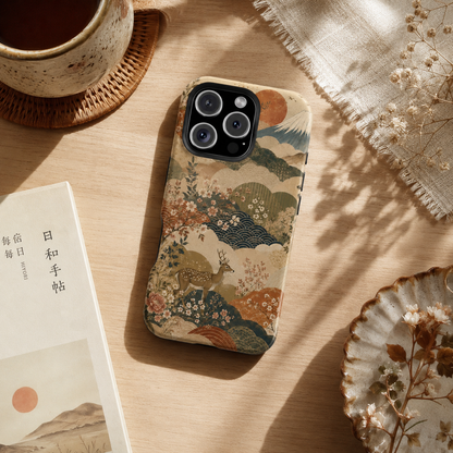 Vintage Japanese Animal Landscape Magnetic Impact-Resistant iPhone Cases
