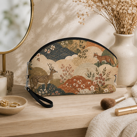 Vintage Japanese Animal Painting Cosmetic Makeup Pouch