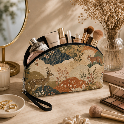 Vintage Japanese Animal Painting Cosmetic Makeup Pouch