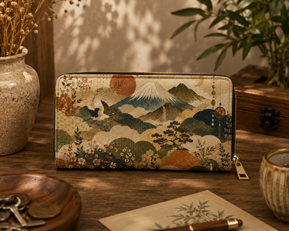 Vintage Japanese Animal Landscape Zipper Wallet