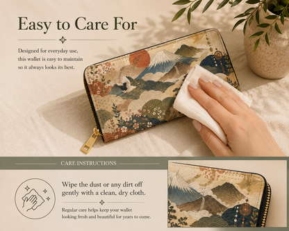 Vintage Japanese Animal Landscape Zipper Wallet