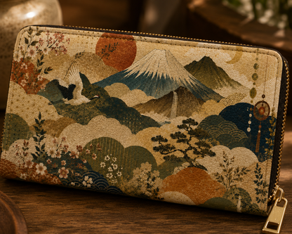 Vintage Japanese Animal Landscape Zipper Wallet
