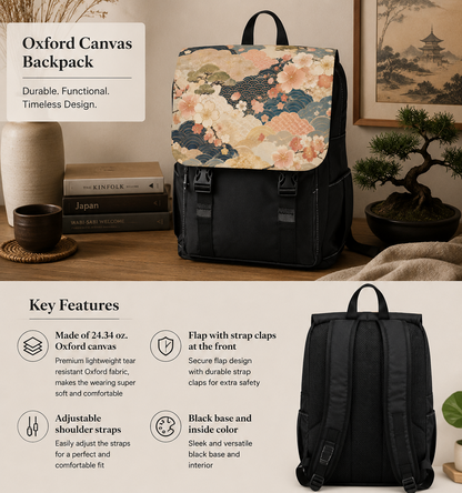 Vintage Japanese Floral Wave Sakura Backpack