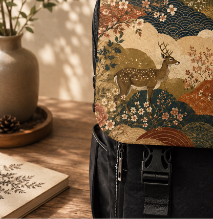 Vintage Japanese Animal Landscape Painting Backpack