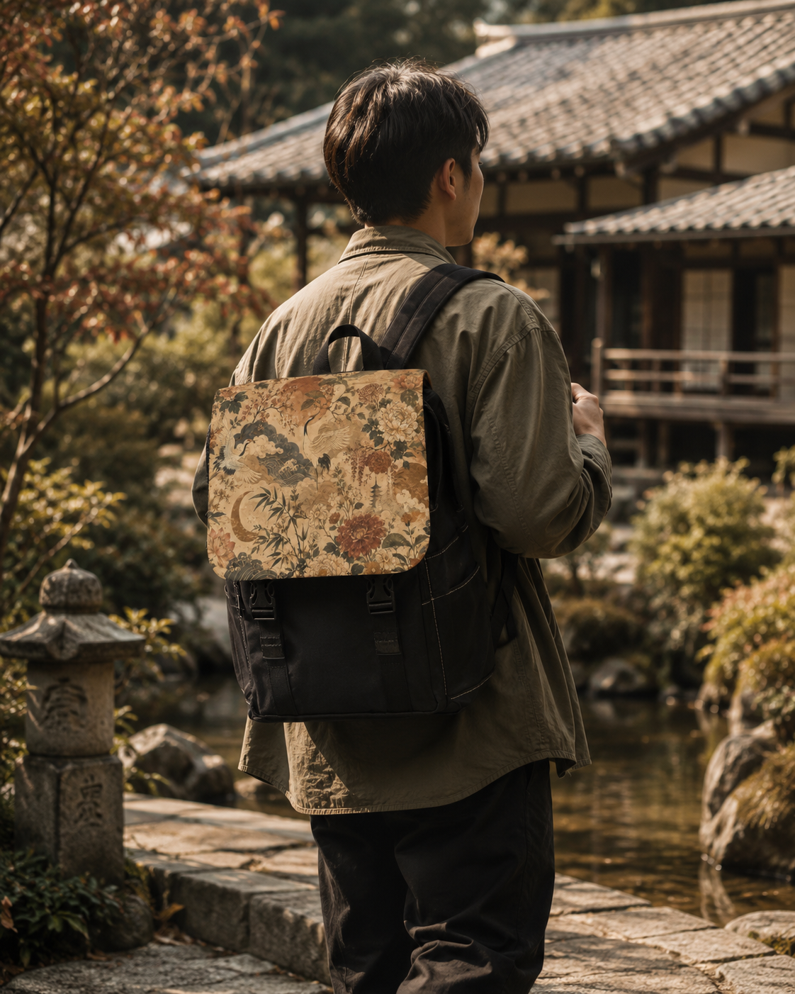Vintage Japanese Landscape Painting Backpack