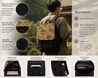 Vintage Japanese Landscape Painting Backpack